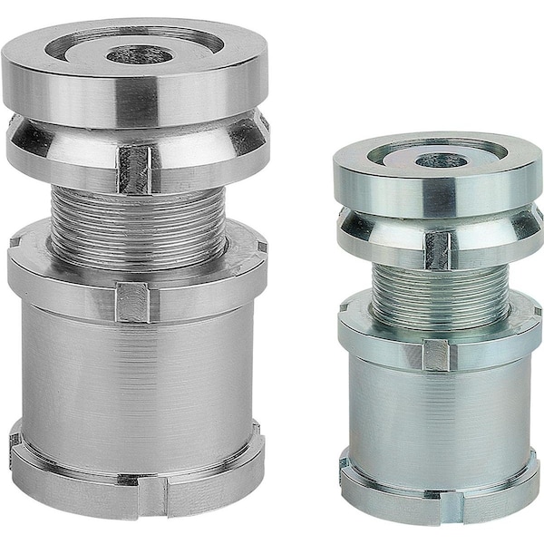 Levelling Element With Spherical Levelling, With Locknut, D1=M50X1, 5, D=22, D2=70, Stainless Steel
